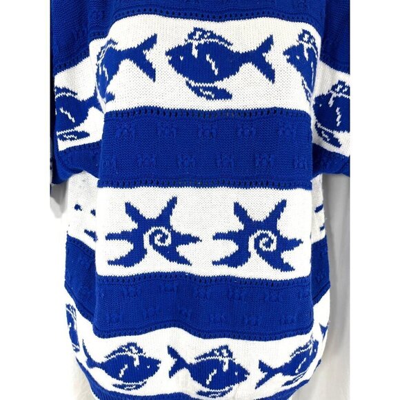Y2K Fashion Formulas Fish Cropped Sweater L Starfish Nautical Striped Resort - Picture 2 of 7